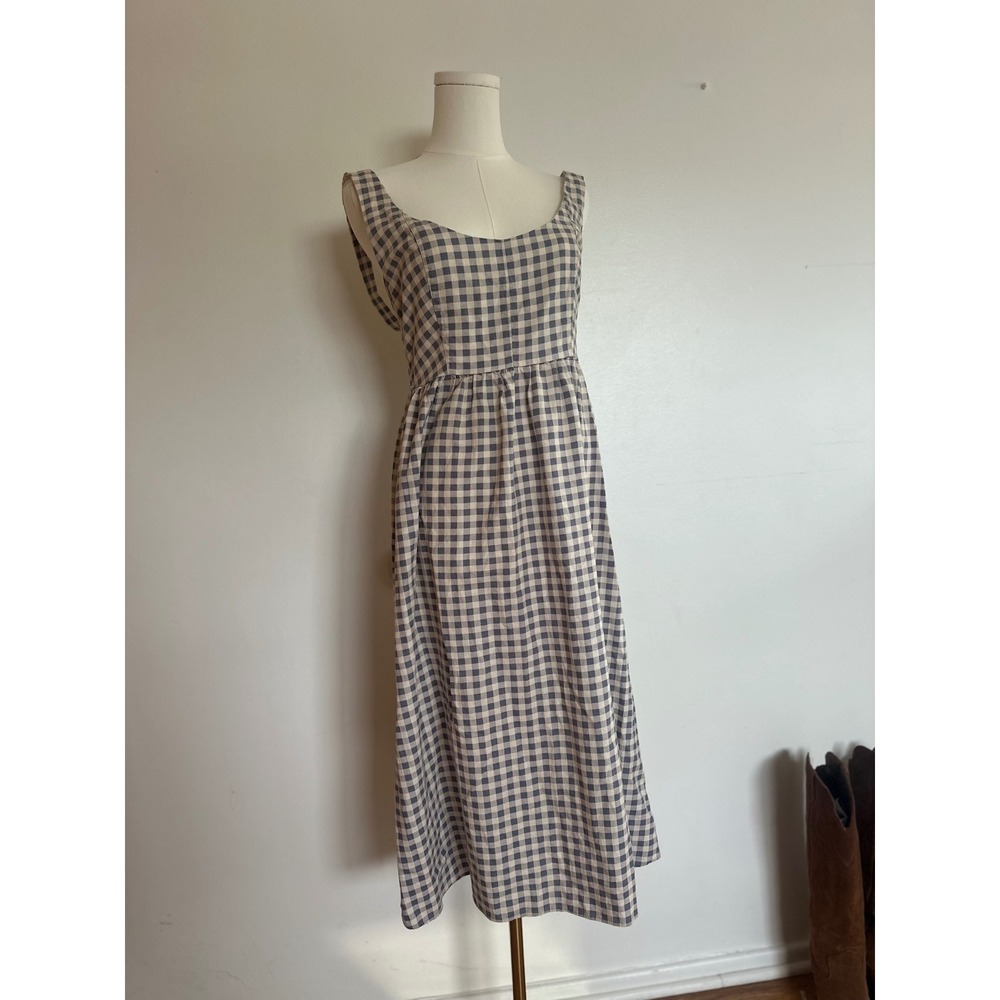 WeWoreWhat Scoop Neck Sleeveless Gingham Corset Midi Dress Cottagecore Country M